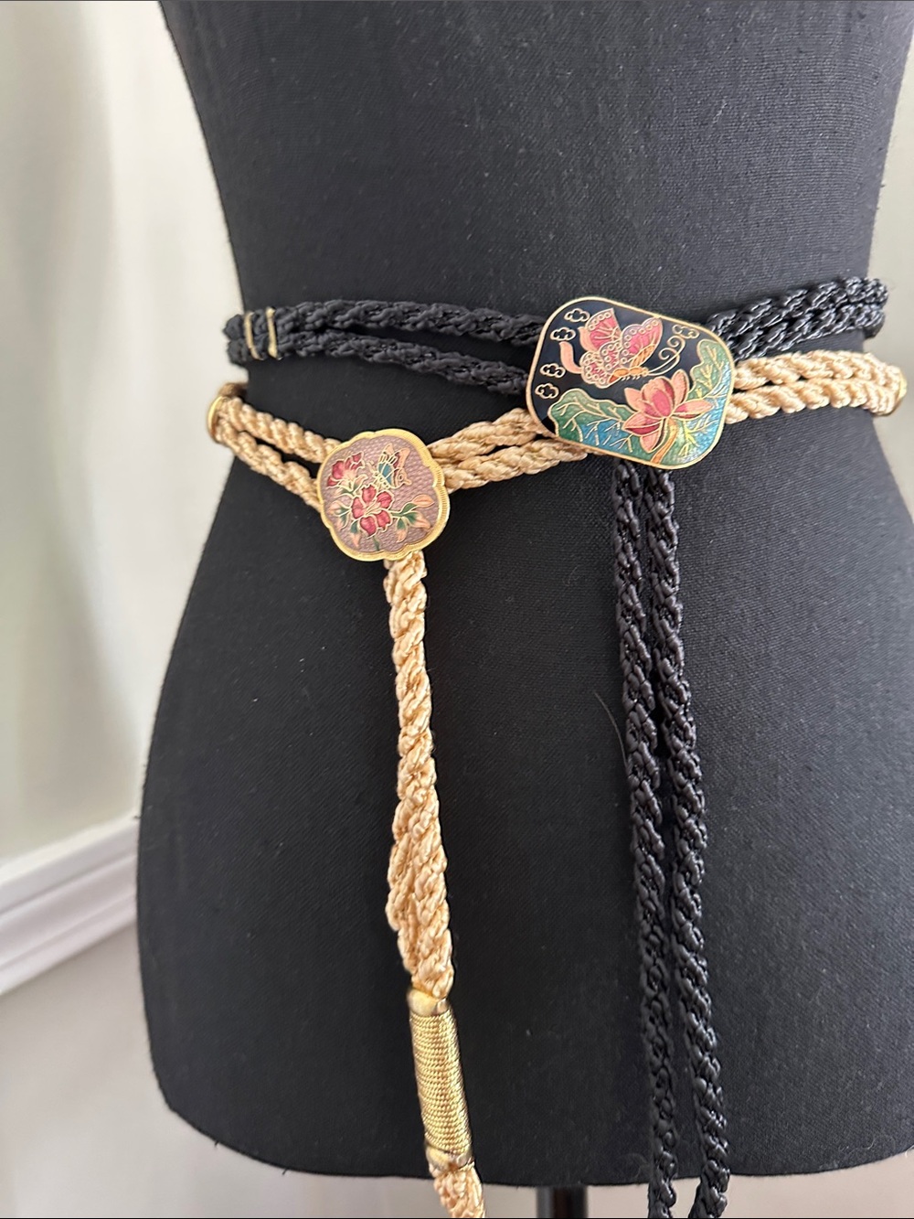 Vintage Bohemian Enamel Cloisonne Butterfly Floral belt Set🦋💐🌷🌹